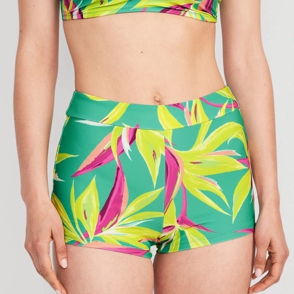 NWT! Old Navy A Teal World High-Waisted Boyshort Swim Bottoms - Size Medium 💎 - Picture 1 of 8